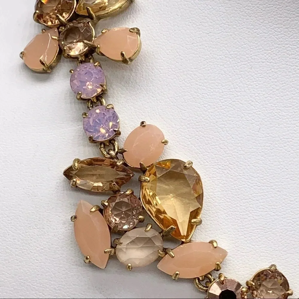 J. Crew Crystal Foliage Peach Necklace